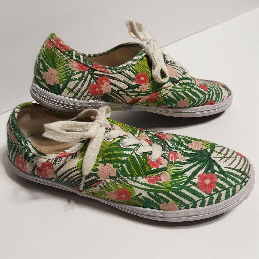 American Eagle Girls Canvas Sneaker Tropical Unique Tennis Shoes Sz. 3.5